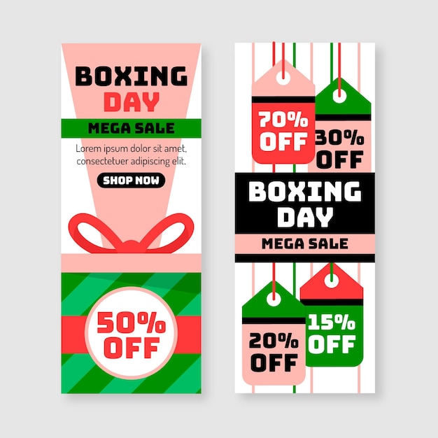 Kostenloser Vektor flache design boxing day sale banner vorlage