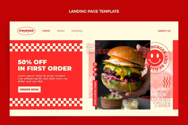 Flache Design-Burger-Landing-Page-Vorlage