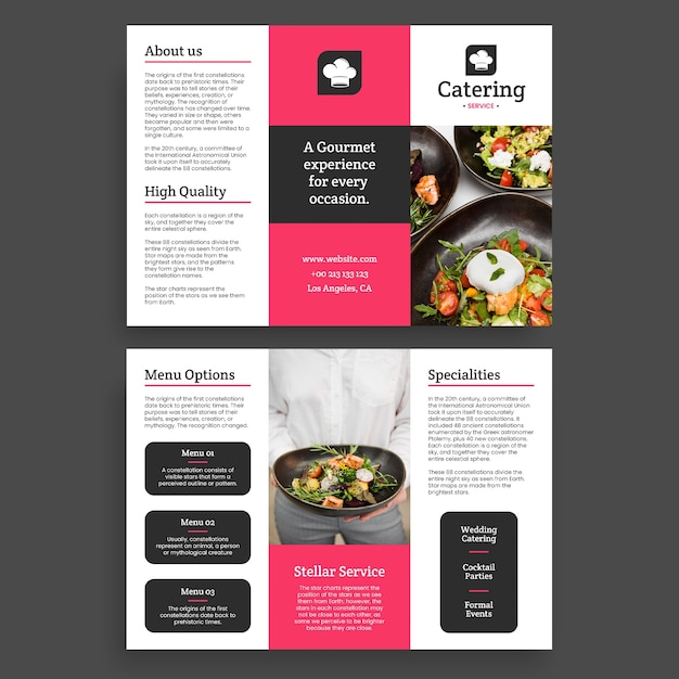 Kostenloser Vektor flache design-catering-services-broschürenvorlage