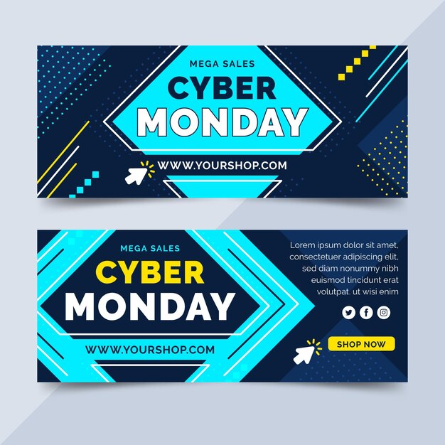 Flache design cyber montag banner vorlage