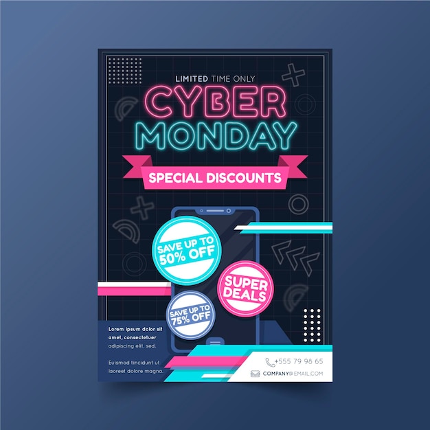 Flache design cyber montag flyer vorlage