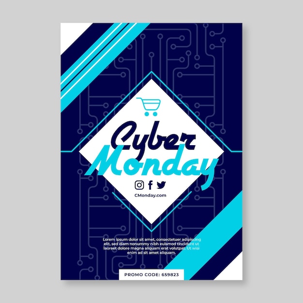 Kostenloser Vektor flache design cyber montag flyer vorlage