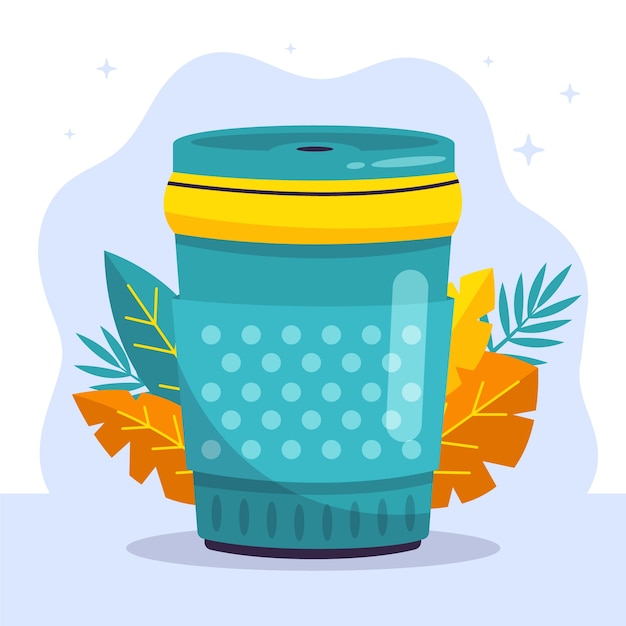 Kostenloser Vektor flache design-eco-cup-illustration