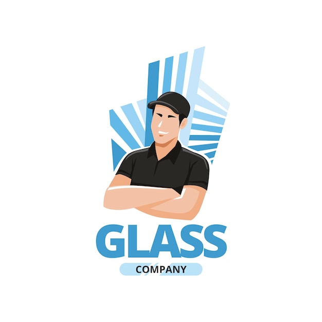 Flache design-glas-logo-vorlage