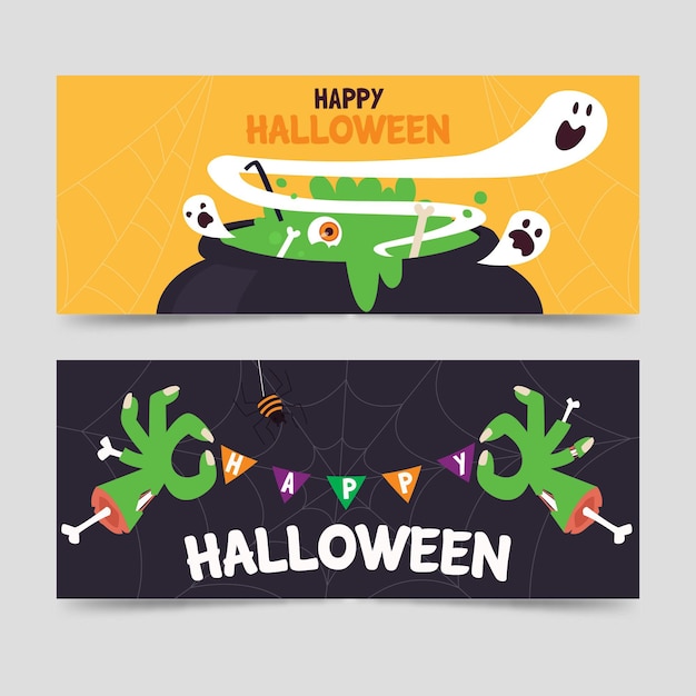 Kostenloser Vektor flache design halloween banner vorlage