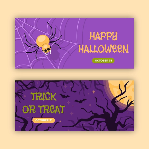 Flache design halloween banner vorlage