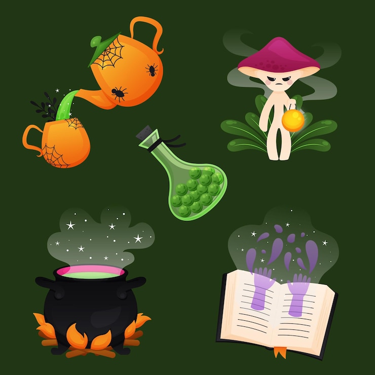 Kostenlose Vektor flache design-halloween-elementkollektion