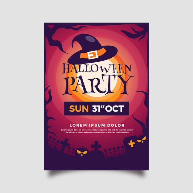 Flache design halloween party poster vorlage