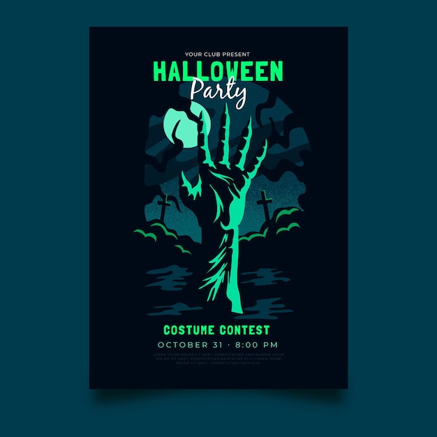 Flache Design Halloween Party Poster Vorlage