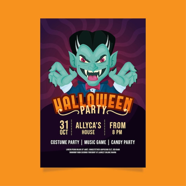 Kostenloser Vektor flache design halloween party poster vorlage