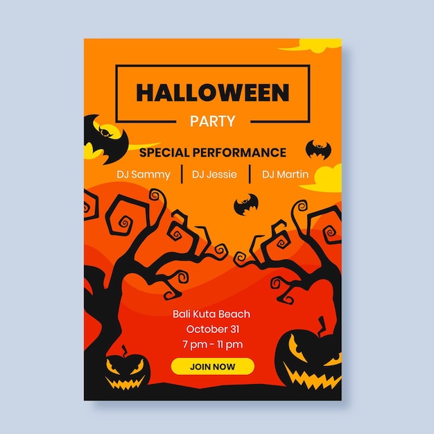 Kostenloser Vektor flache design halloween party poster vorlage