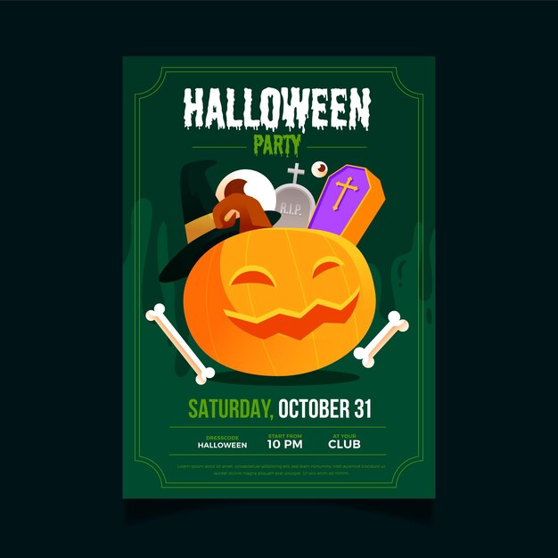 Flache design halloween party poster vorlage