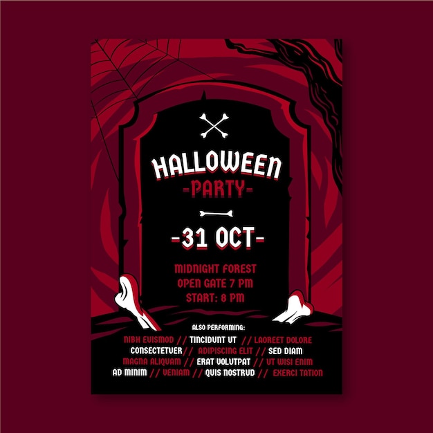 Kostenloser Vektor flache design halloween party poster vorlage