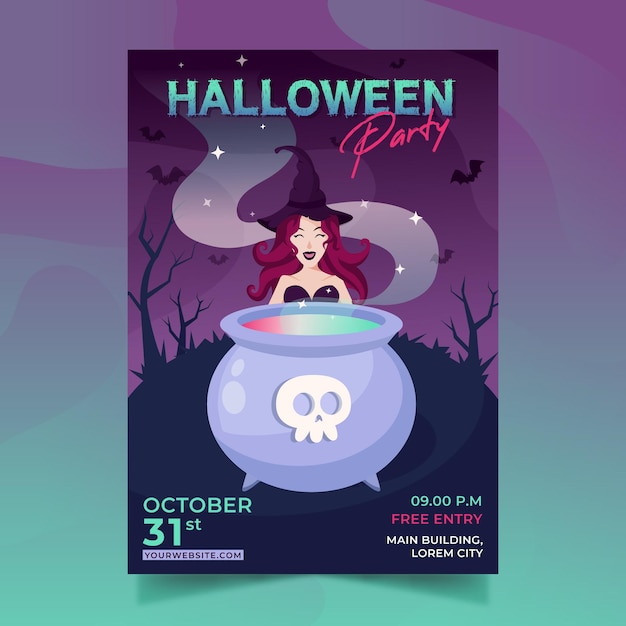 Flache design halloween party poster vorlage