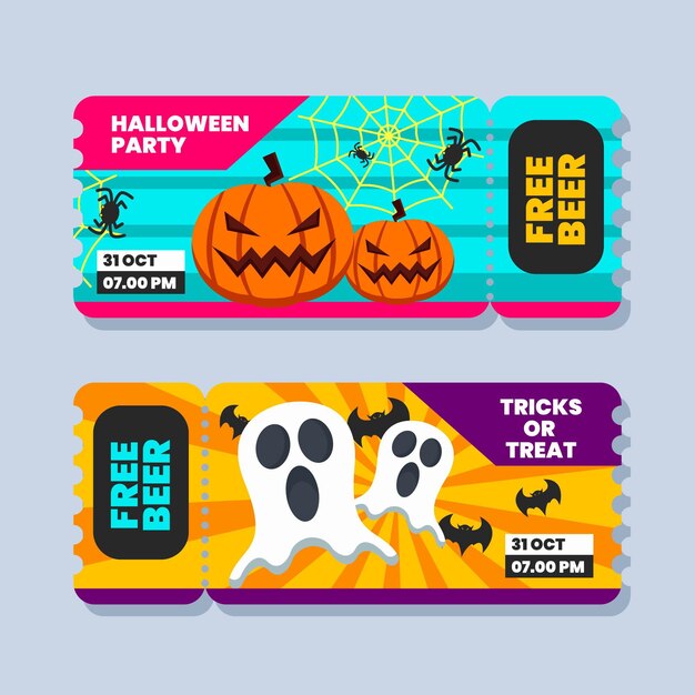 Flache design-halloween-tickets