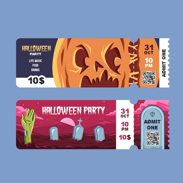 Flache design-halloween-tickets