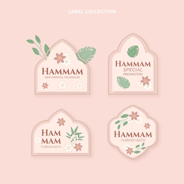 Flache design-hamam-etikettenkollektion