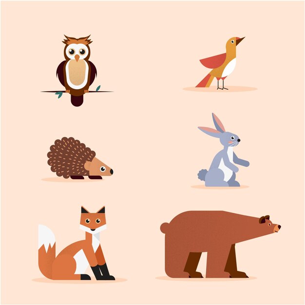 Flache Design Herbst Wald Tier Sammlung