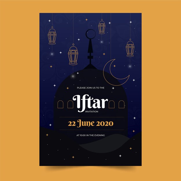 Flache design iftar einladung