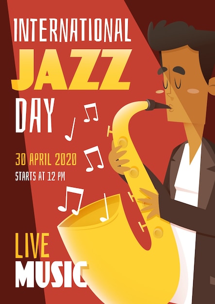 Flache design internationale jazz tag poster vorlage