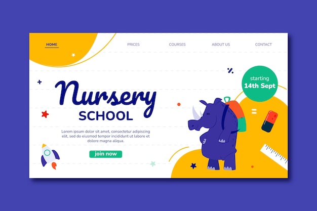 Kostenloser Vektor flache design-kindergarten-landing-page