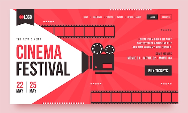Kostenloser Vektor flache design-kinofestival-webvorlage