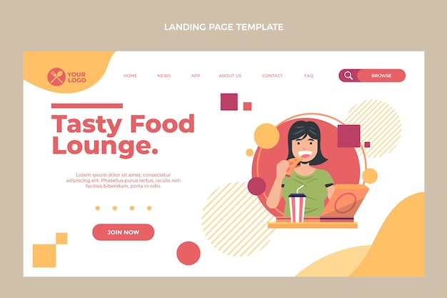 Kostenloser Vektor flache design-landingpage für food-lounges