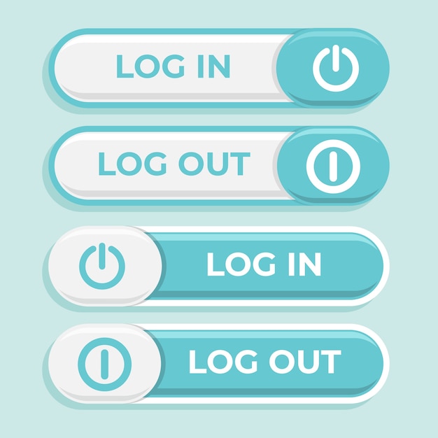 Kostenloser Vektor flache design-login- und logout-schaltfläche