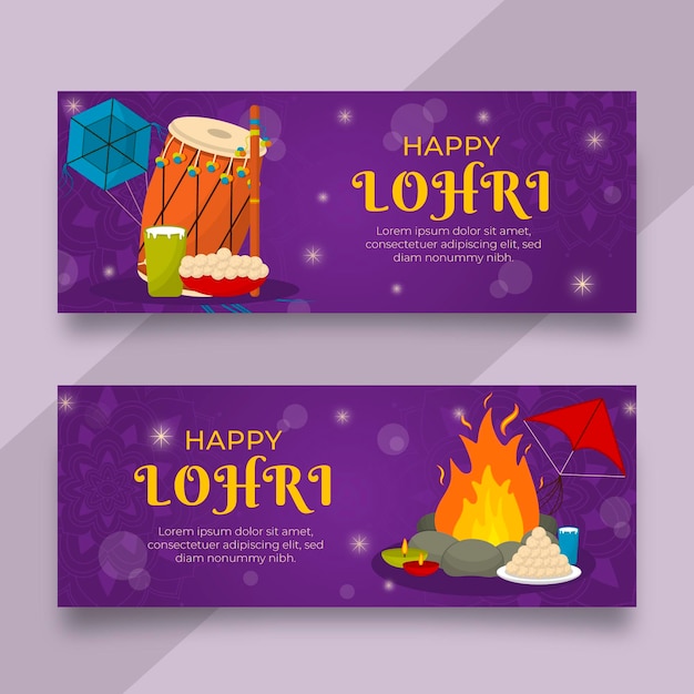 Kostenloser Vektor flache design lohri banner vorlage