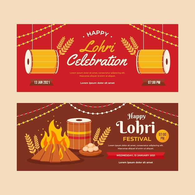 Flache design lohri banner vorlage