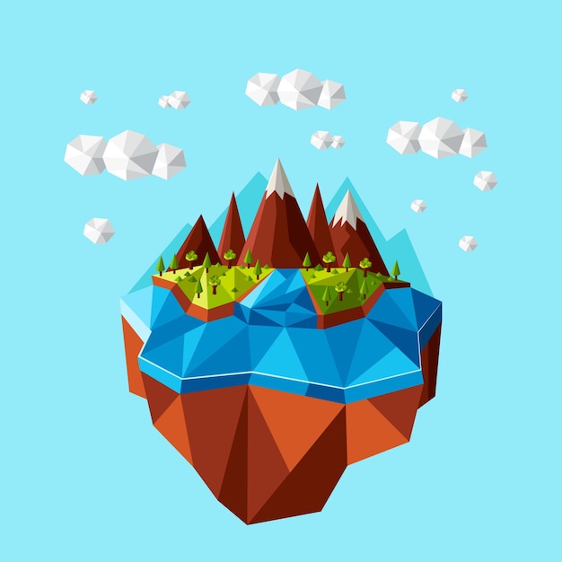 Kostenloser Vektor flache design-low-poly-landschaftsillustration