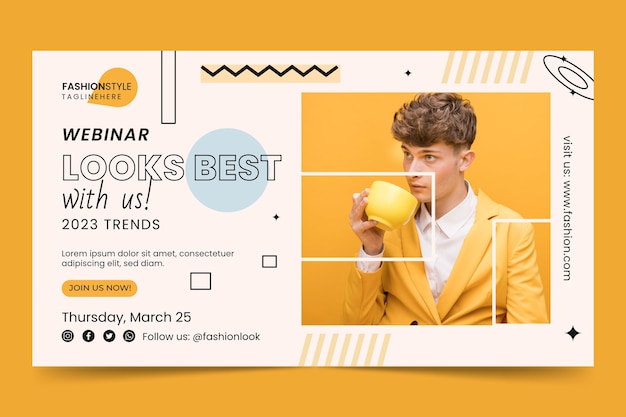 Flache Design-Modekollektion Webinar-Vorlage