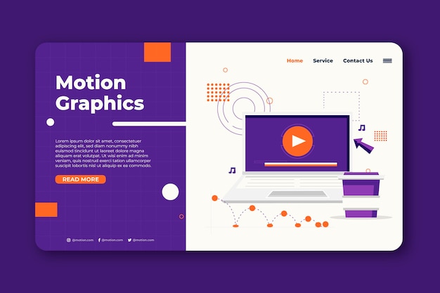 Kostenloser Vektor flache design motiongraphics landing page vorlage