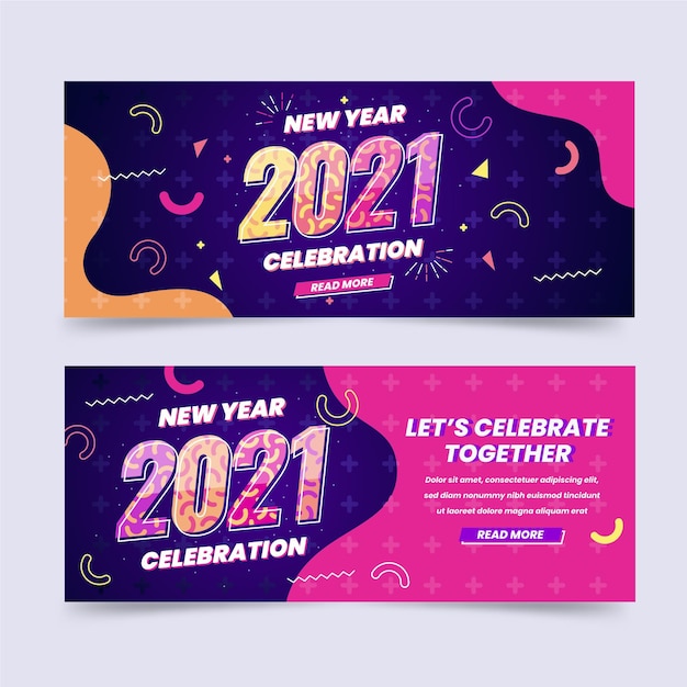 Flache design neujahr 2021 party banner vorlage