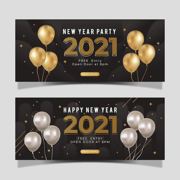 Flache design neujahr 2021 party banner vorlage