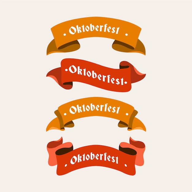 Kostenloser Vektor flache design oktoberfest bier festival rote und orange bänder