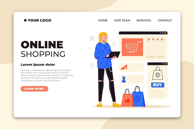 Flache Design Online-Shopping-Landingpage