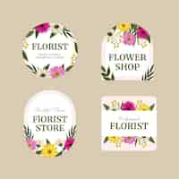 Kostenloser Vektor flache design-pflanzen-florist-job-etiketten