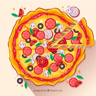 Flache design pizza hintergrund