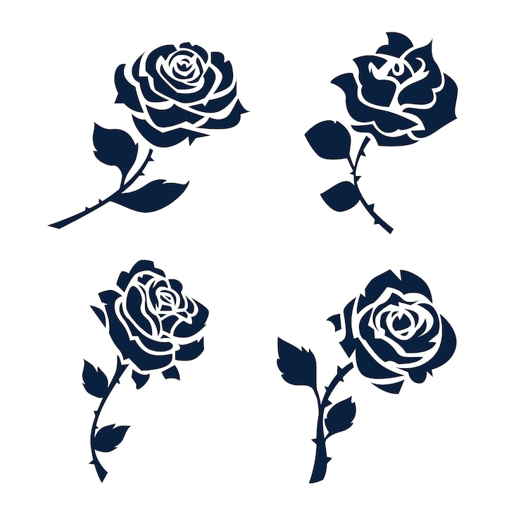 Kostenlose Vektor flache design-rose-silhouette