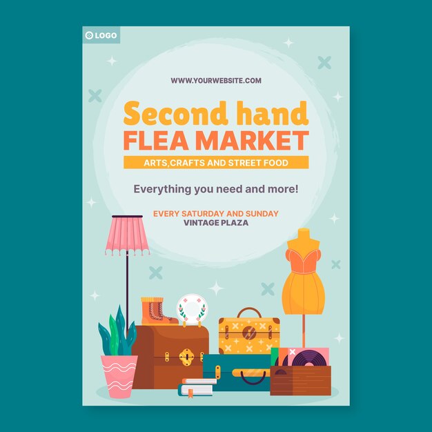 Flache Design-Second-Hand-Vorlage