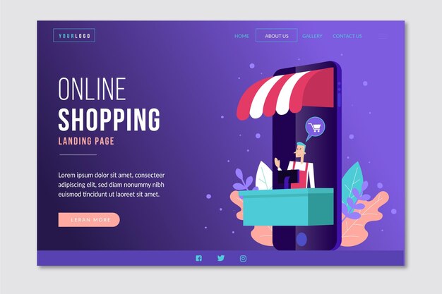 Flache Design-Shopping-Online-Landingpage-Vorlage