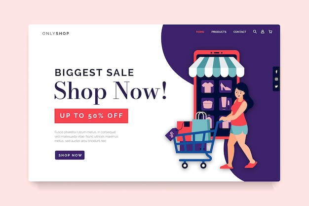 Flache design-shopping-online-landingpage