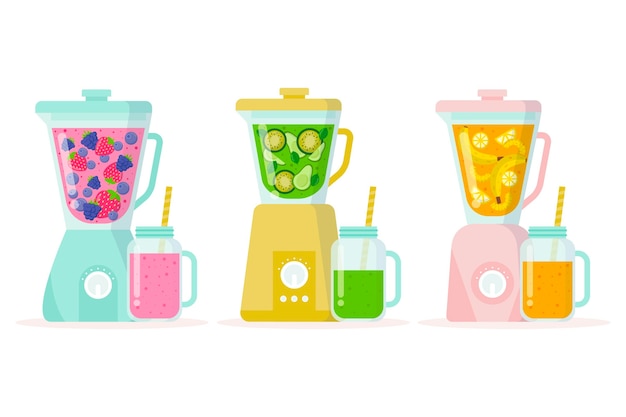 Flache Design-Smoothies aus Mixerglas