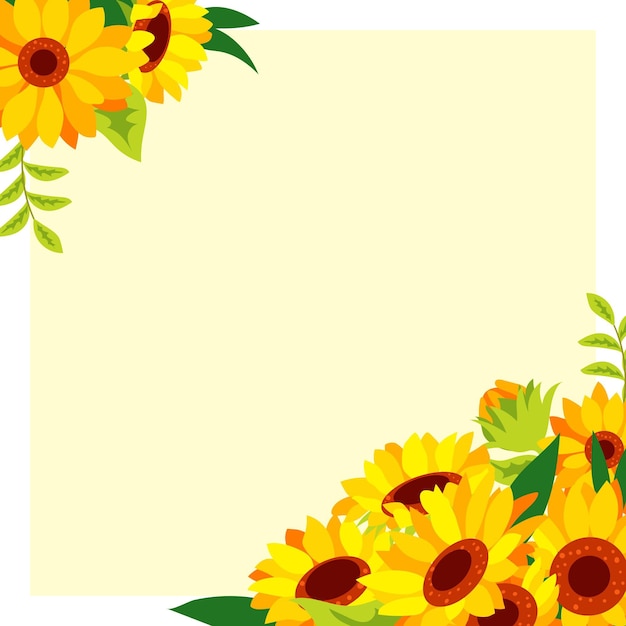Flache Design-Sonnenblumengrenze mit Kopierraum