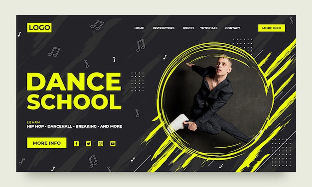 Kostenloser Vektor flache design-tanzschul-landing-page-vorlage