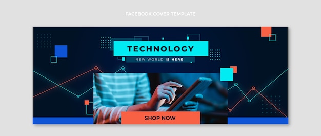 Kostenloser Vektor flache design-technologie facebook-cover-vorlage