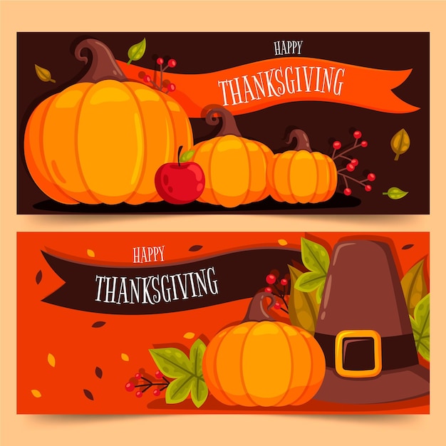 Flache design thanksgiving banner vorlage