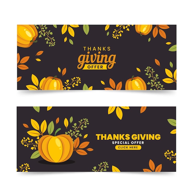 Flache design thanksgiving banner vorlage