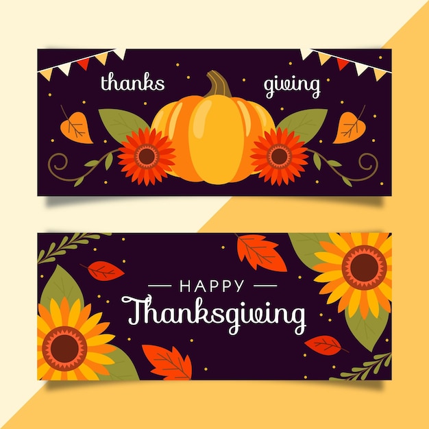 Flache design thanksgiving banner vorlage